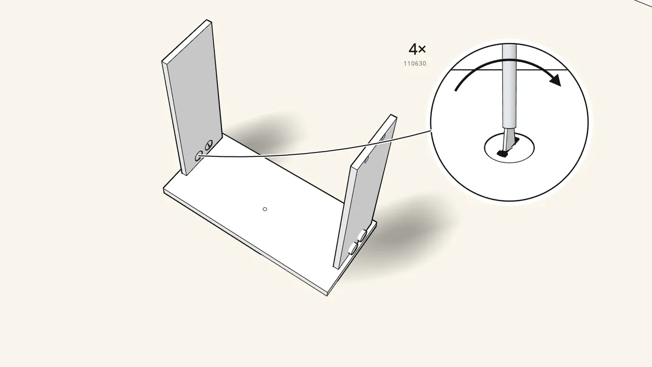 Step 3: Insert 4 cam locks (110630) and turn them clockwise. — IKEA HEMNES assembly
