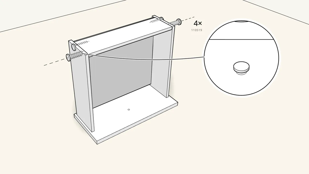 Step 5: Tap in 4 screw dowels (110519) with a hammer. — IKEA HEMNES assembly