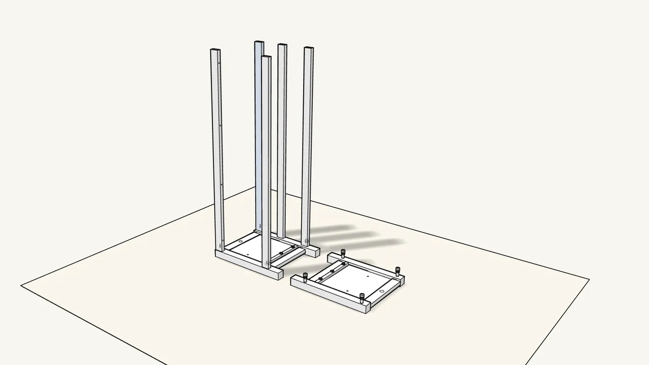 Step 12: Stand the other 4 rails in the same way. Lock with 3 cam locks. — IKEA HEMNES assembly