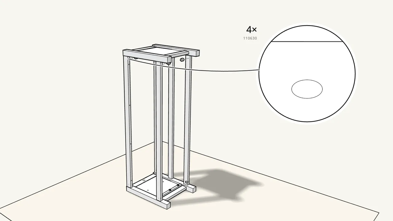 Step 13: Add 4 dowels and lower the second end frame on top. — IKEA HEMNES assembly