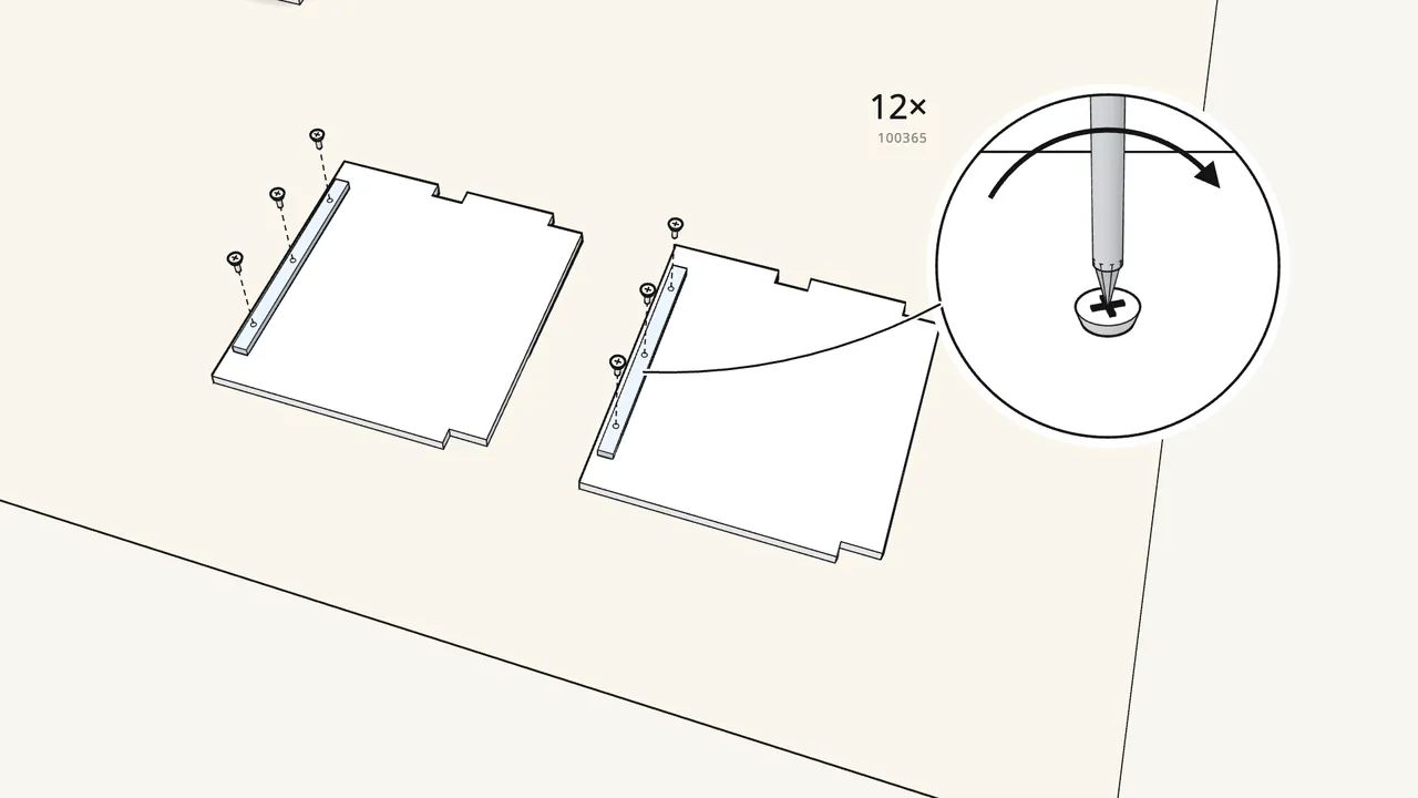 Step 14: Screw a runner onto each side of both dividers. — IKEA HEMNES assembly