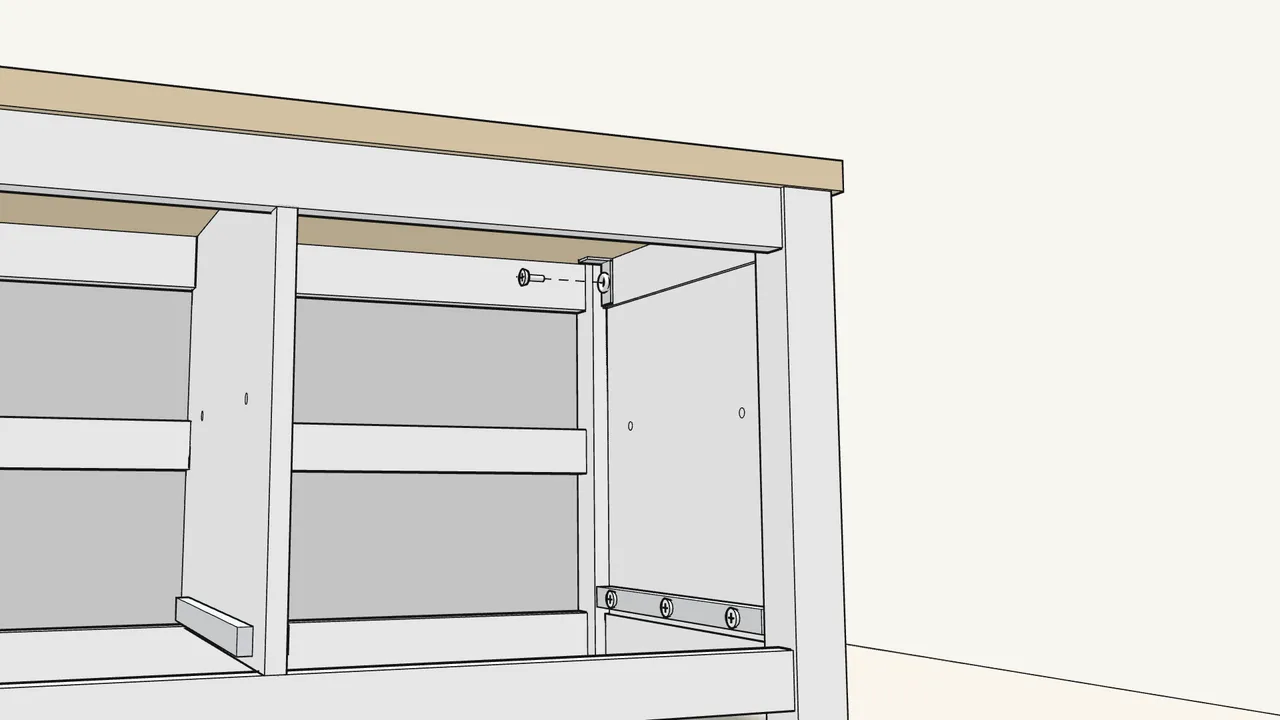 Step 24: Slide each bracket out and screw it to the end frame. — IKEA HEMNES assembly