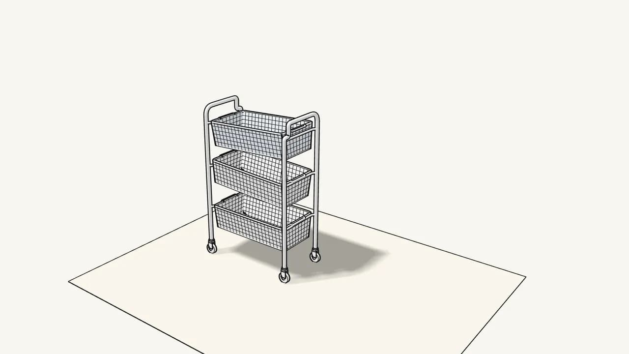 Step 7: Lower the top basket in from above onto the top rungs. — IKEA HORNAVAN assembly