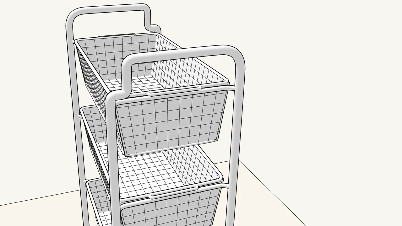 Step 8: Press each basket end down so its loop sits on the rung. — IKEA HORNAVAN assembly
