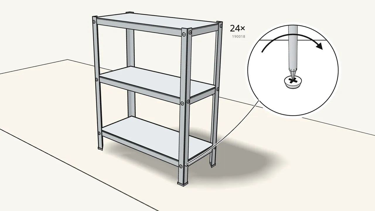 Step 11: Tighten all 24 screws. — IKEA HYLLIS assembly