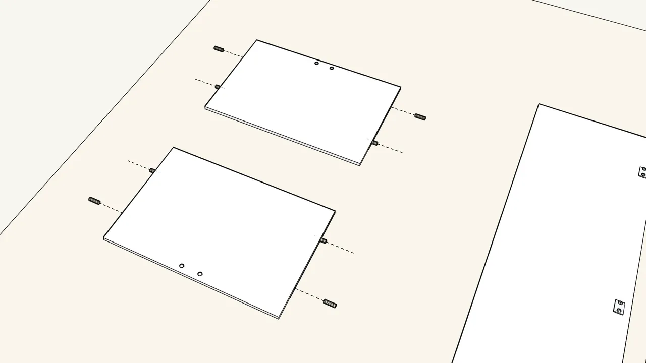 Step 2: Tap 4 fittings (123840) into the top and bottom panels, then push in 8 dowels. — IKEA KLEPPSTAD assembly