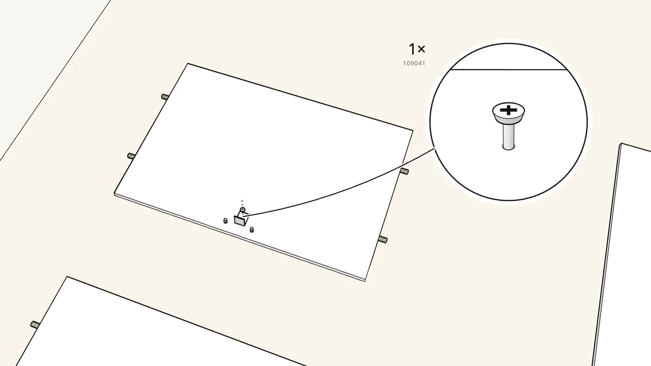 Step 3: Turn the bottom panel over and screw on the bracket (103717). — IKEA KLEPPSTAD assembly