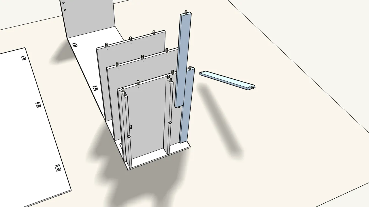 Step 9: Push 6 dowels into the 3 narrow boards and slide them in. — IKEA KLEPPSTAD assembly