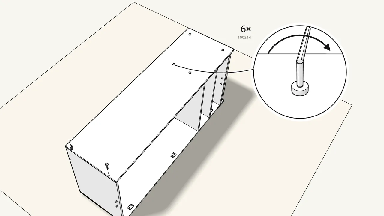 Step 11: Fix the second side with 6 screws (100214). — IKEA KLEPPSTAD assembly