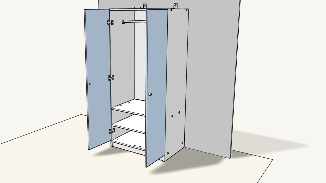 Step 21: Screw a knob (10032311) onto each door, then close the doors. — IKEA KLEPPSTAD assembly