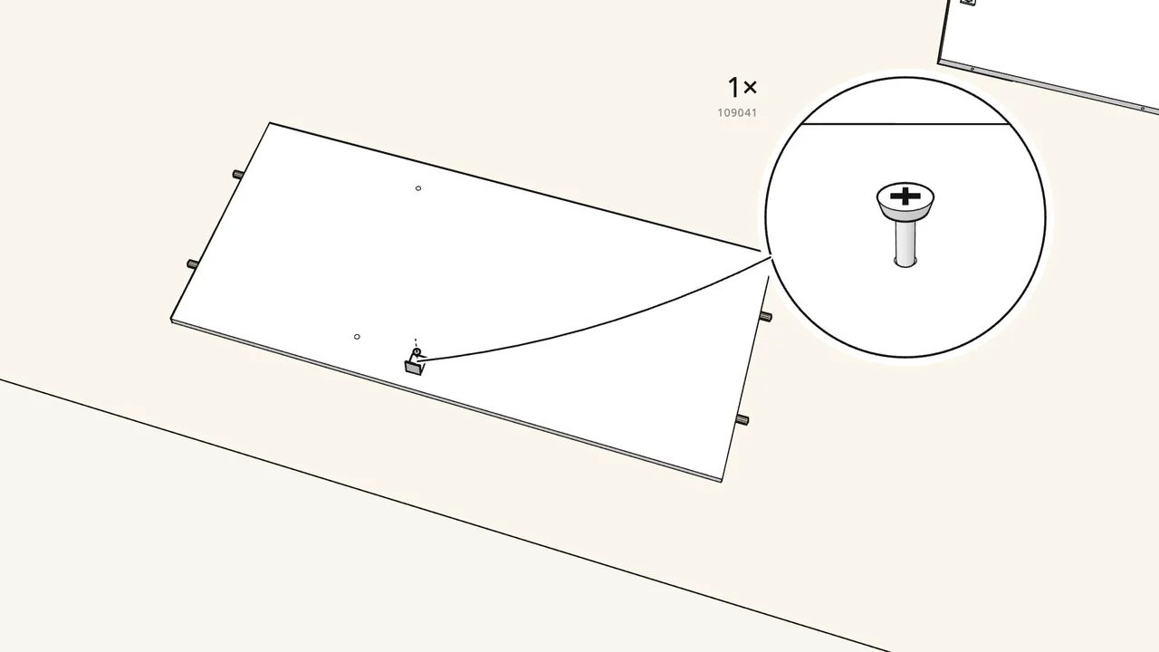 Step 5: Turn the bottom panel over and screw on the bracket (103717). — IKEA KLEPPSTAD assembly