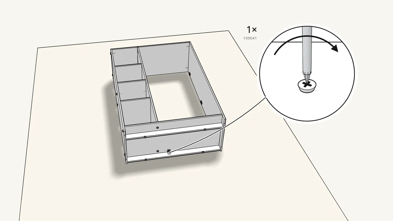 Step 12: Screw the bracket to the front rail. — IKEA KLEPPSTAD assembly