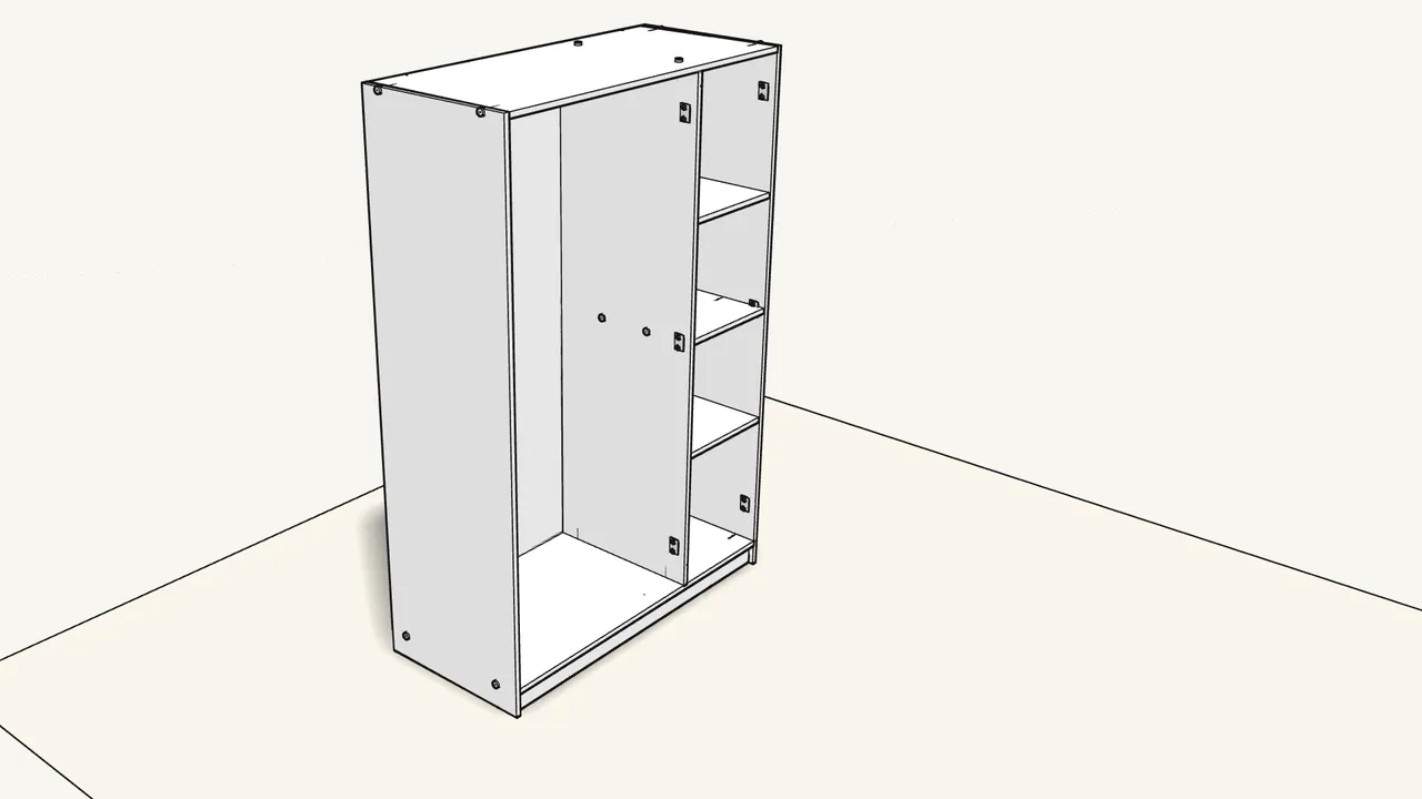 Step 15: Raise the wardrobe upright — two people. — IKEA KLEPPSTAD assembly