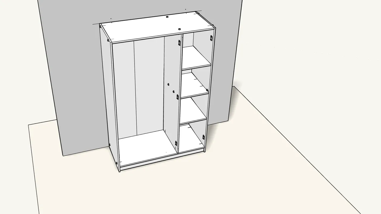 Step 16: Stand it against the wall and mark the top edge with a pencil. — IKEA KLEPPSTAD assembly