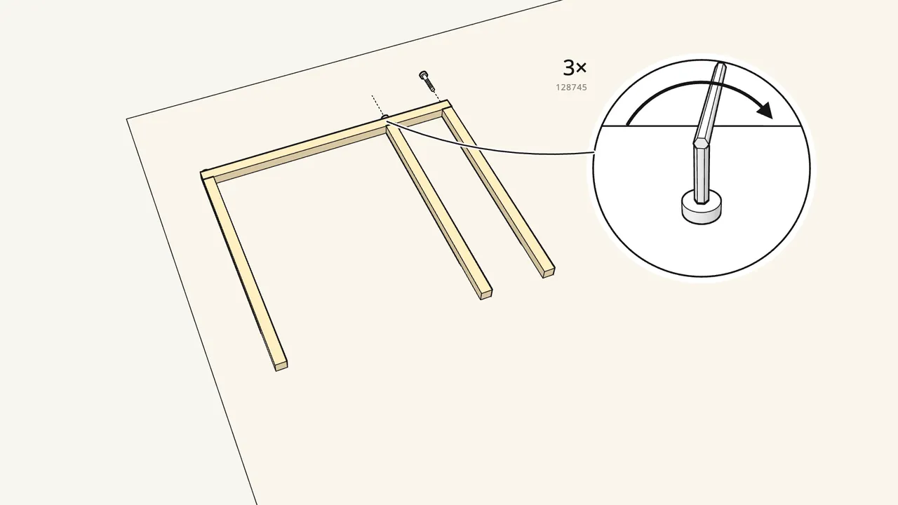Step 5: Build the ladder-end frame the same way. — IKEA KURA assembly