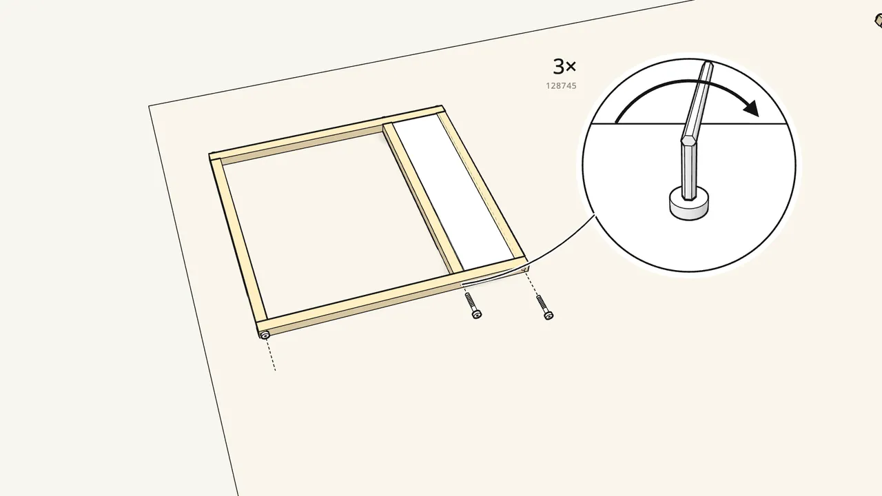Step 6: Slide in its one panel, then fit the second post. — IKEA KURA assembly