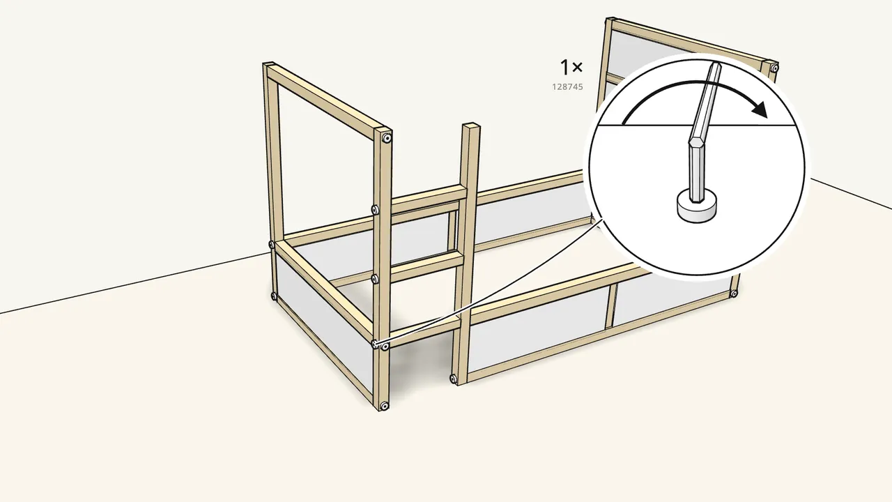Step 16: Add the third rung and fix it with 1 screw. — IKEA KURA assembly