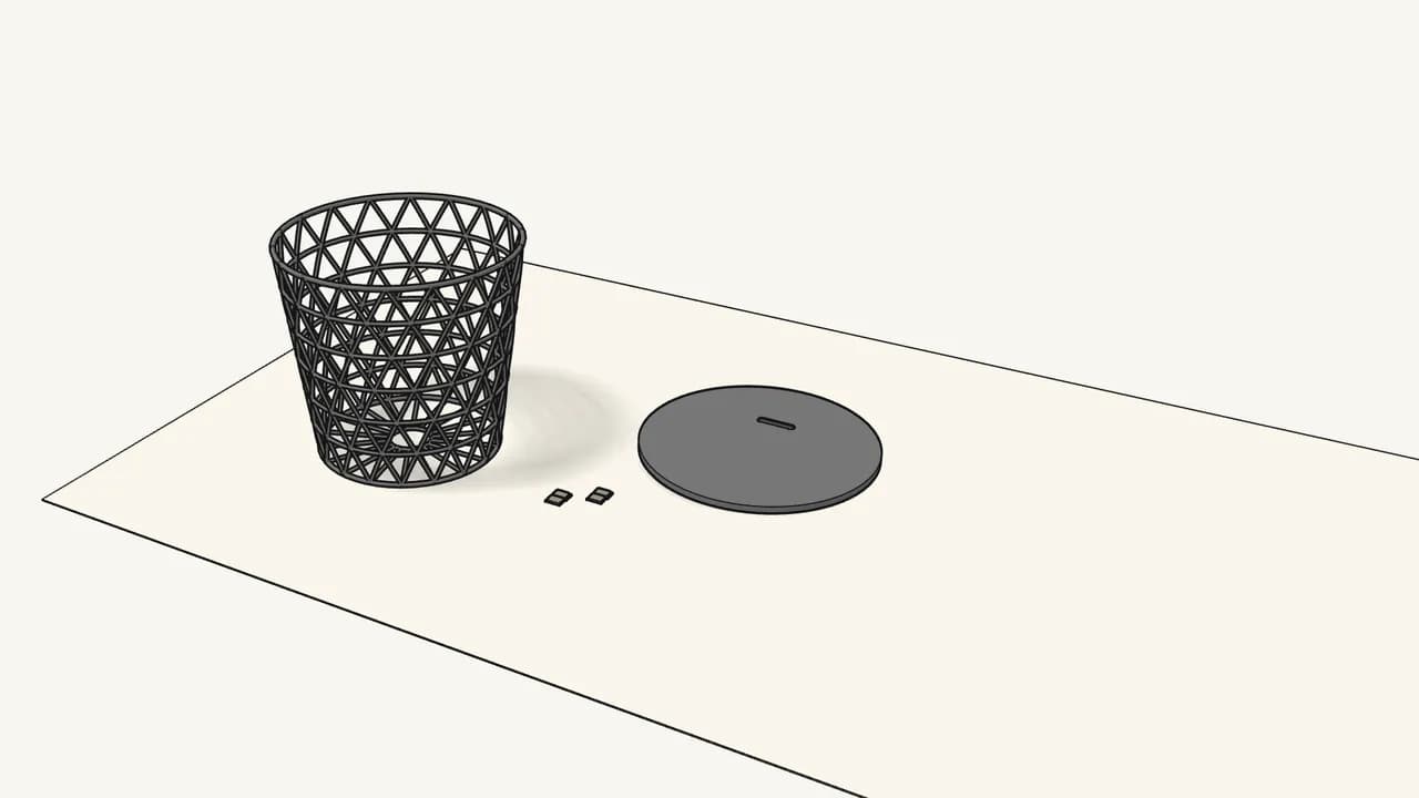 Step 1: In the box: the wire basket, the lid and the felt pads. — IKEA KVISTBRO assembly