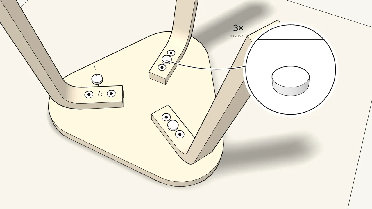 Step 4: Press 3 pads (112357) into the legs by hand. — IKEA KYRRE assembly