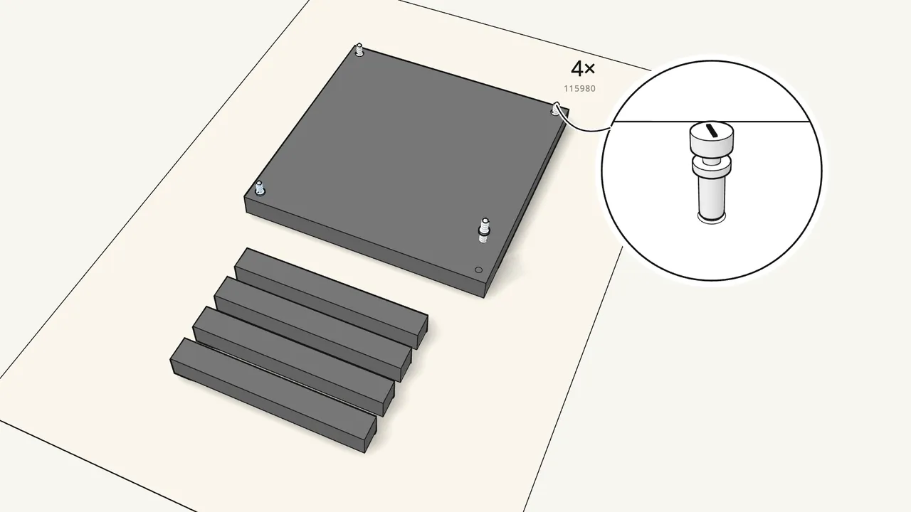 Step 2: Screw the 4 double-ended screws into the tabletop. — IKEA LACK assembly