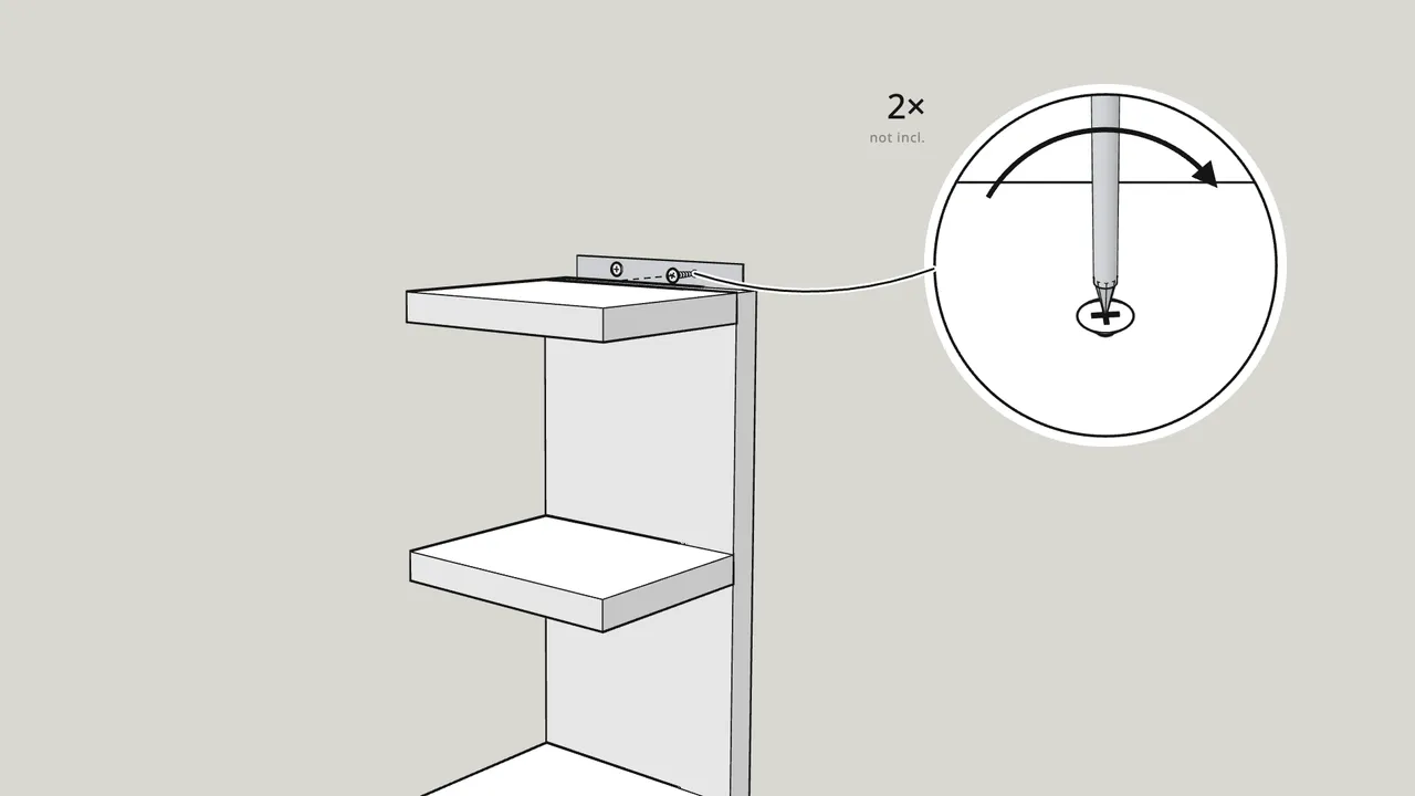 Step 9: Fix the plate to the wall with 2 screws. — IKEA LACK assembly