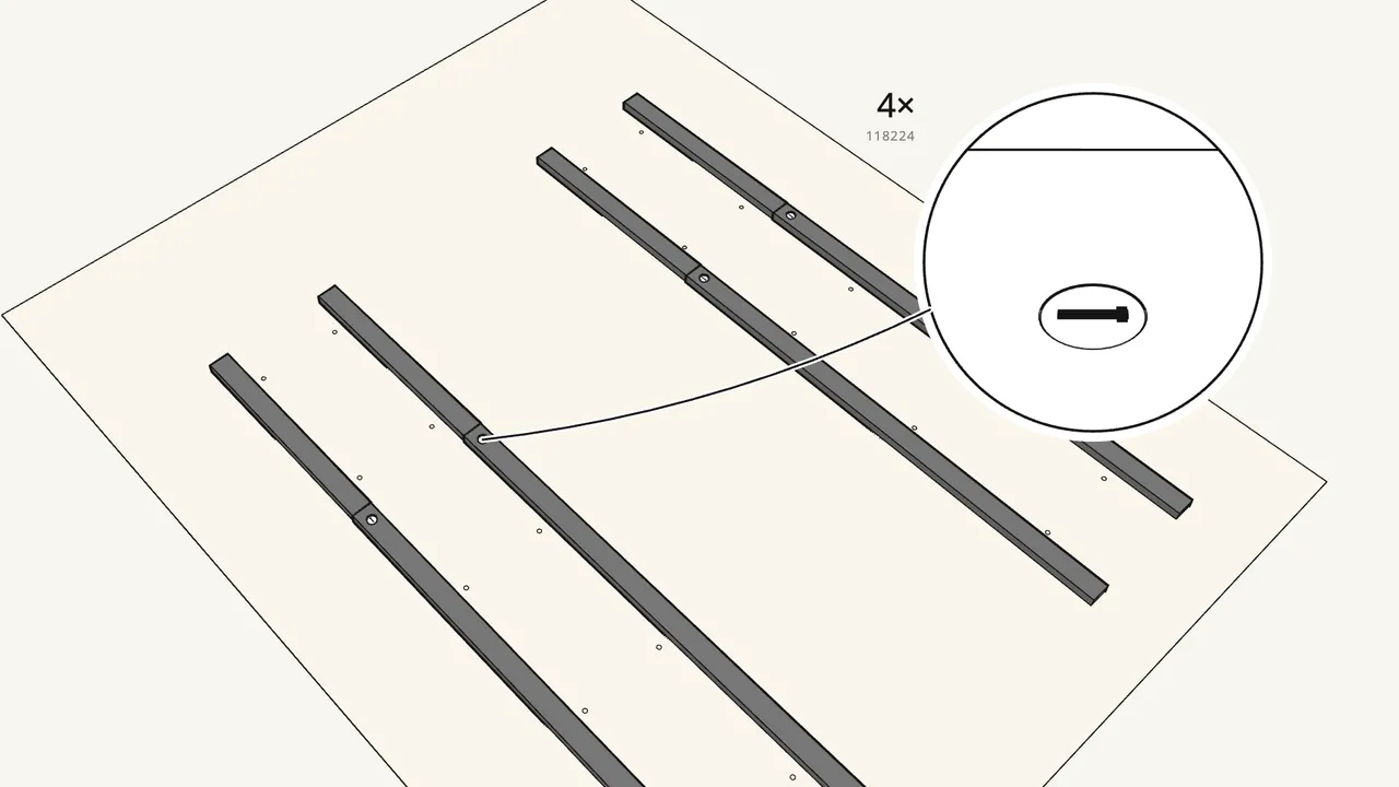 Step 3: Join each short piece to a long piece to make 4 posts. — IKEA LAIVA assembly