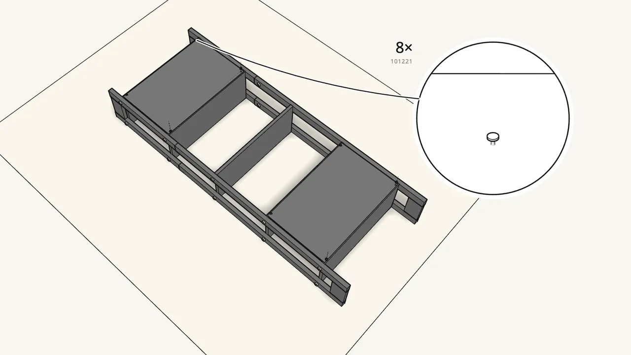 Step 10: Check the frame is square, then nail each panel’s 4 corners. — IKEA LAIVA assembly
