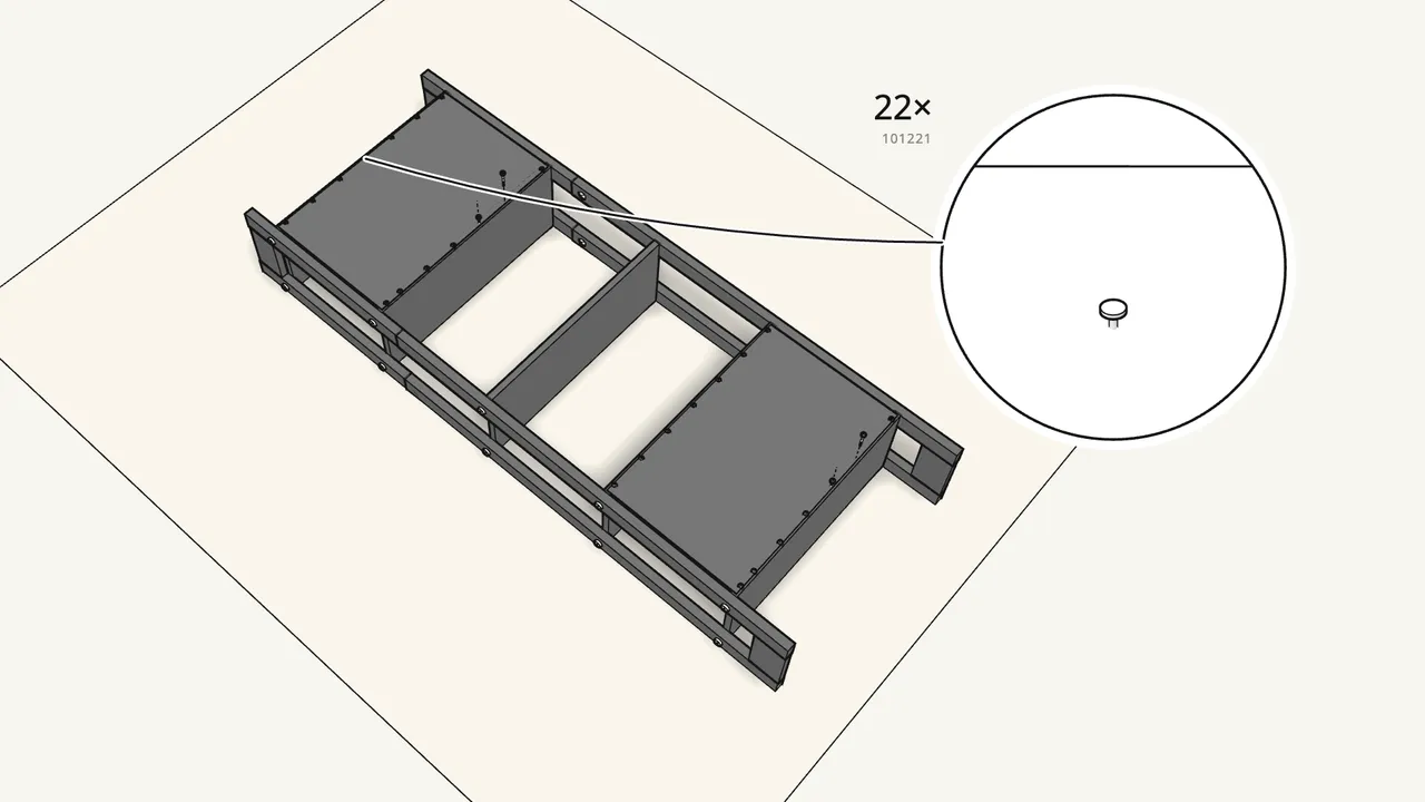 Step 11: Hammer in the rest of the nails — 11 per panel. — IKEA LAIVA assembly