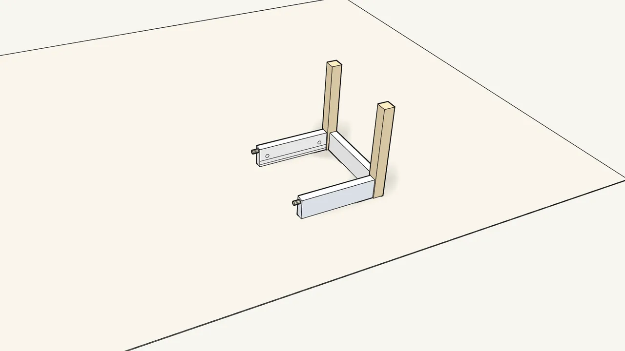 Step 13: Fit both rails onto the front frame (the short legs). — IKEA LÄTT assembly