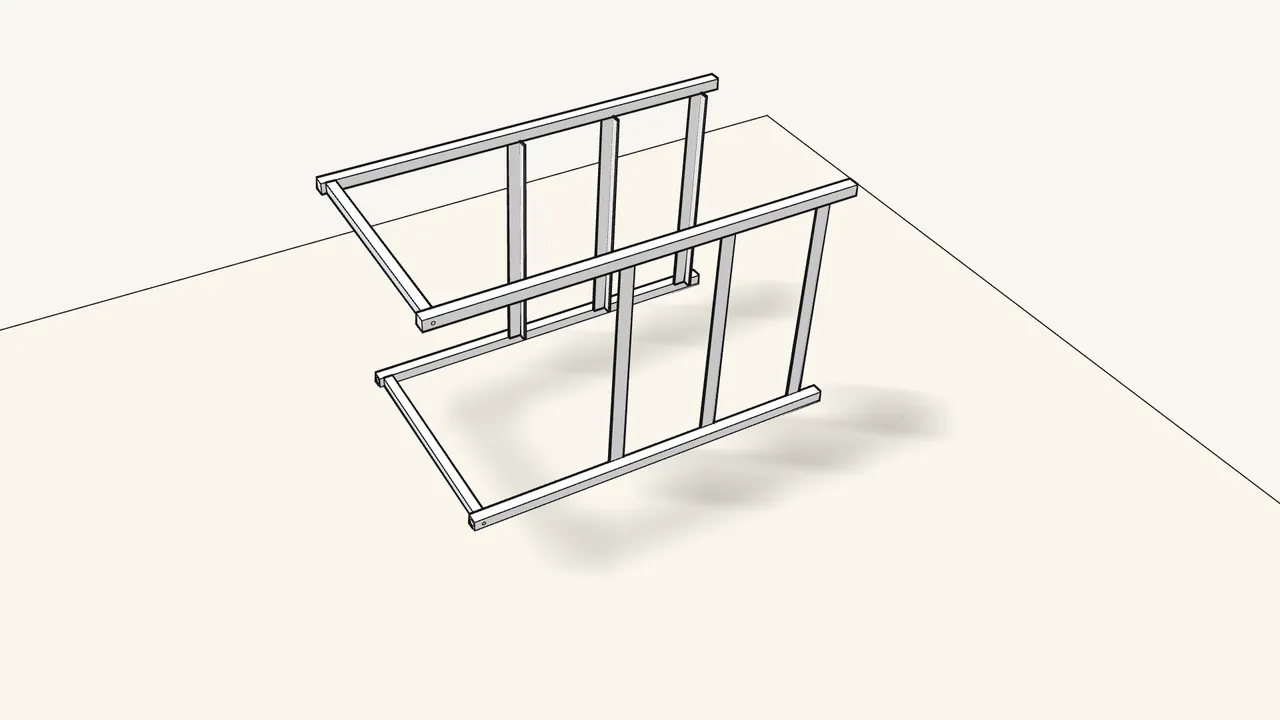 Step 1: Join the two side frames with the 2 cross bars. — IKEA LENNART assembly