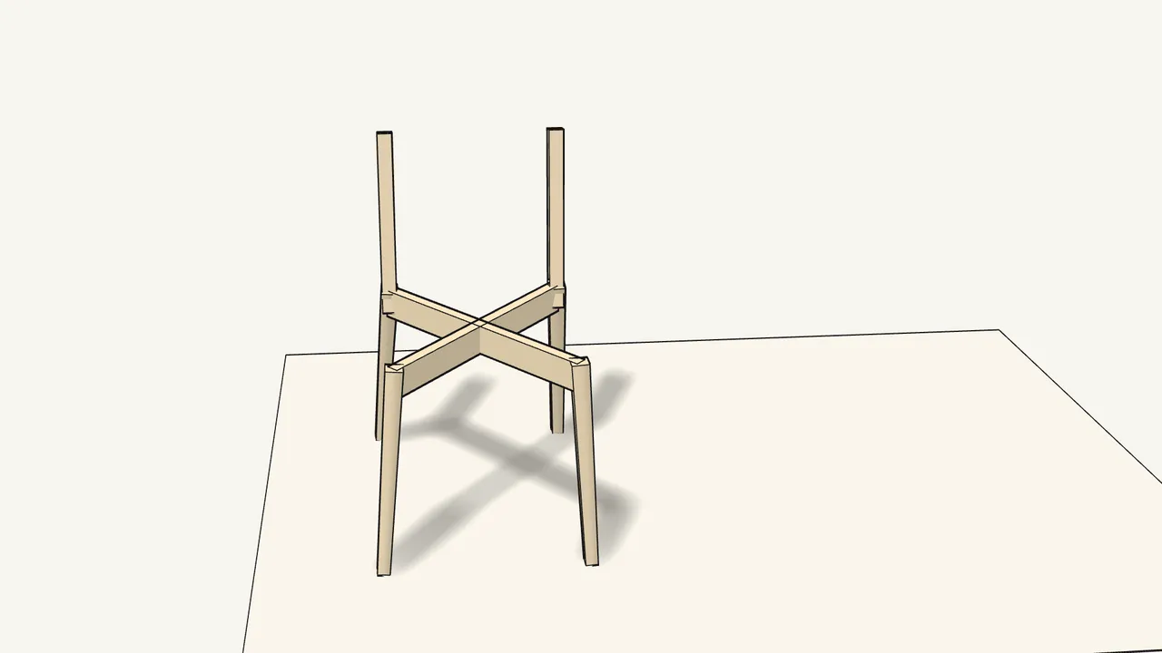 Step 1: Slot the two leg frames together at the cross joint. — IKEA LISABO assembly