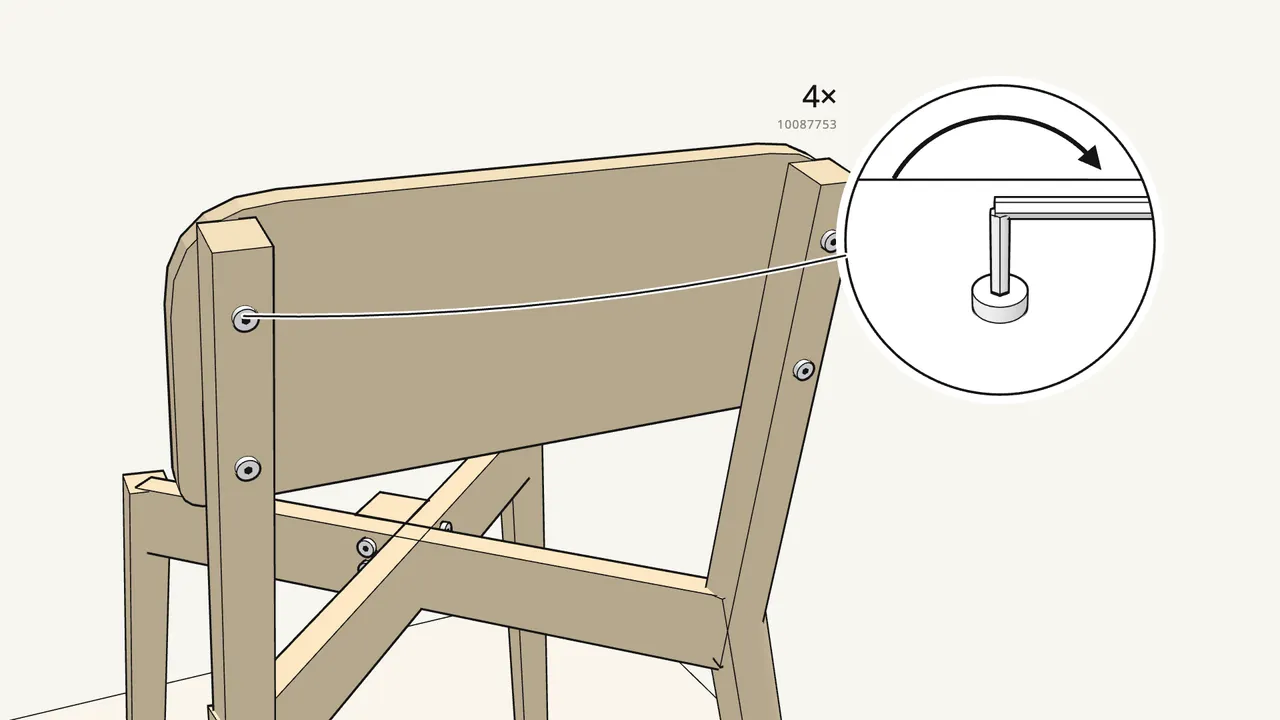 Step 7: Tighten the 4 backrest bolts. — IKEA LISABO assembly