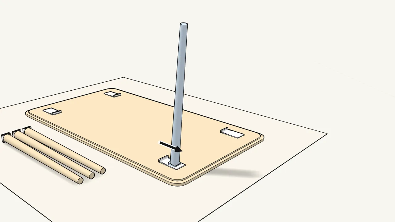 Step 2: Place a leg on its fitting, then slide it along. — IKEA LISABO assembly