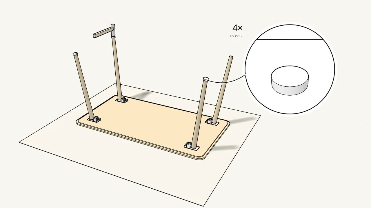 Step 6: Tap a glide (153552) into the end of each leg. — IKEA LISABO assembly