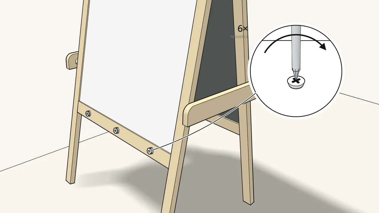 Step 7: Screw 3 screws with washers into each bottom rail. — IKEA MÅLA assembly