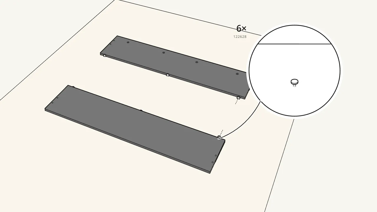 Step 1: Tap 6 felt pads (122628) into the bottom edges. — IKEA MALM assembly