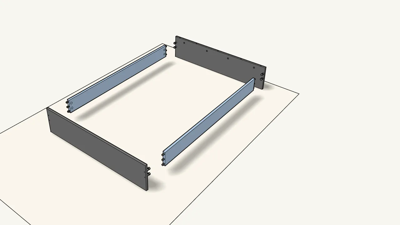 Step 4: Stand the head panel and footboard up, rails in between. — IKEA MALM assembly