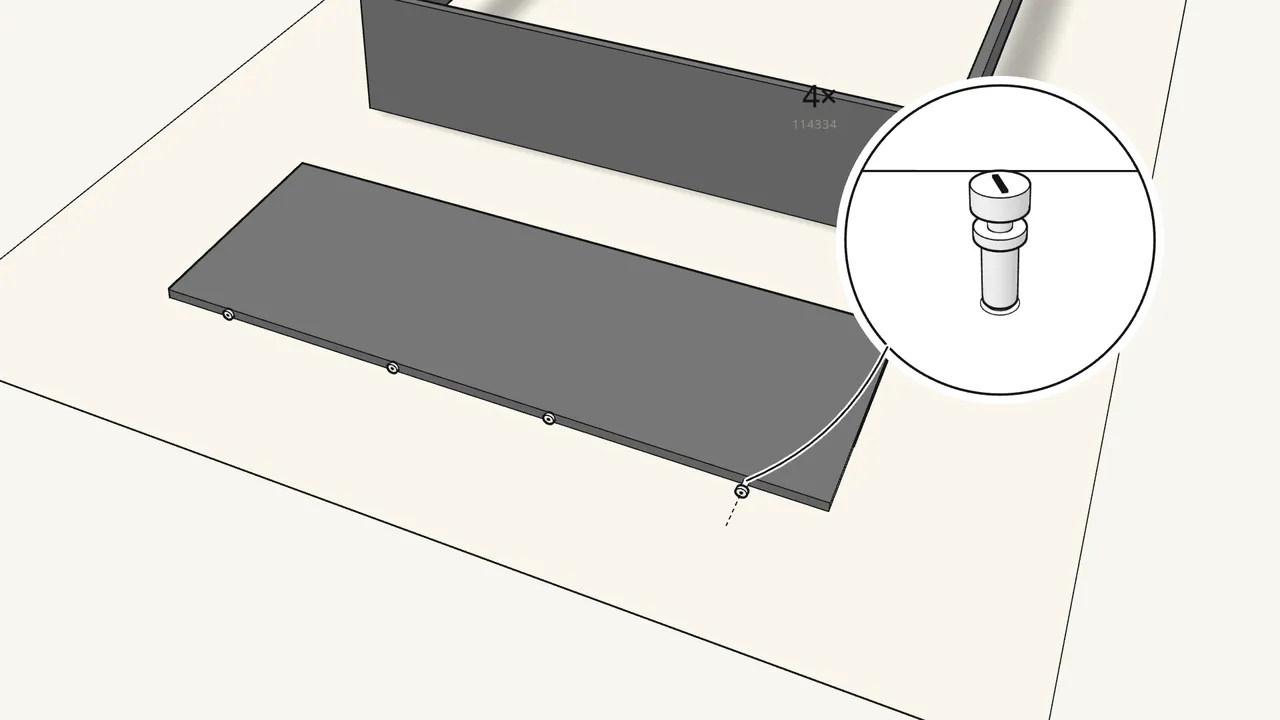 Step 9: Screw 4 threaded studs (114334) into the upper headboard. — IKEA MALM assembly