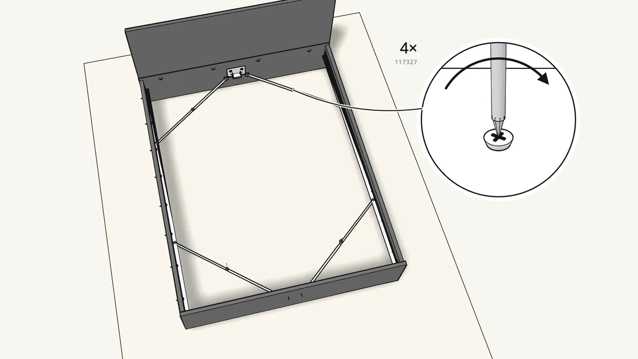 Step 15: Check the frame is square, then lock each rod. — IKEA MALM assembly