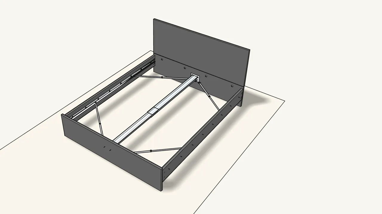 Step 16: Extend the centre beam and lay it on the two brackets. — IKEA MALM assembly
