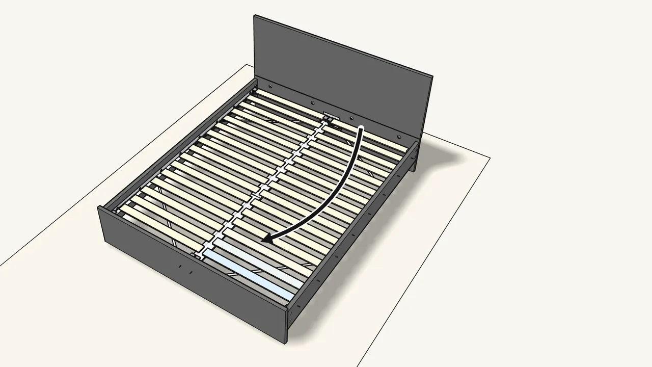 Step 18: Roll out the slats and tuck their ends under the clips. — IKEA MALM assembly