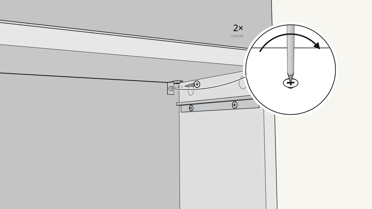 Step 15: Push it back and screw the brackets to the wall. — IKEA MALM assembly