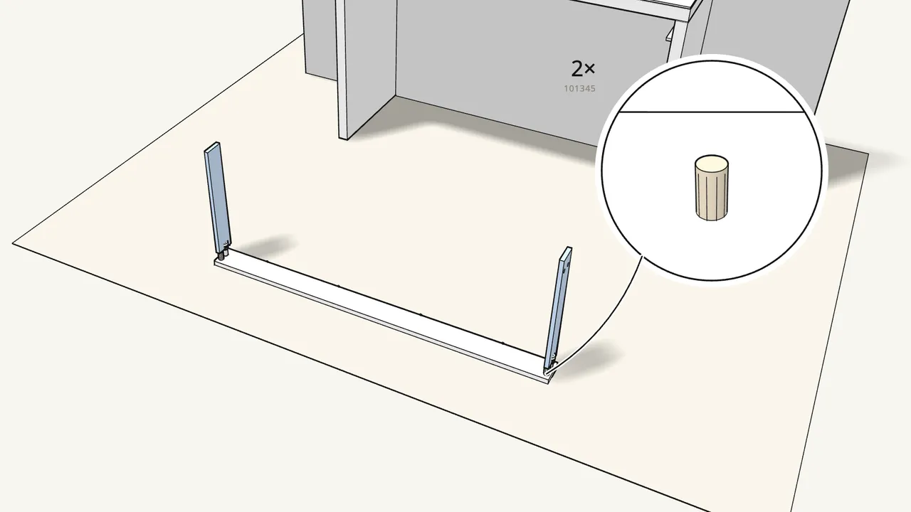 Step 18: Push in 2 dowels (101345) and fit the drawer sides. — IKEA MALM assembly