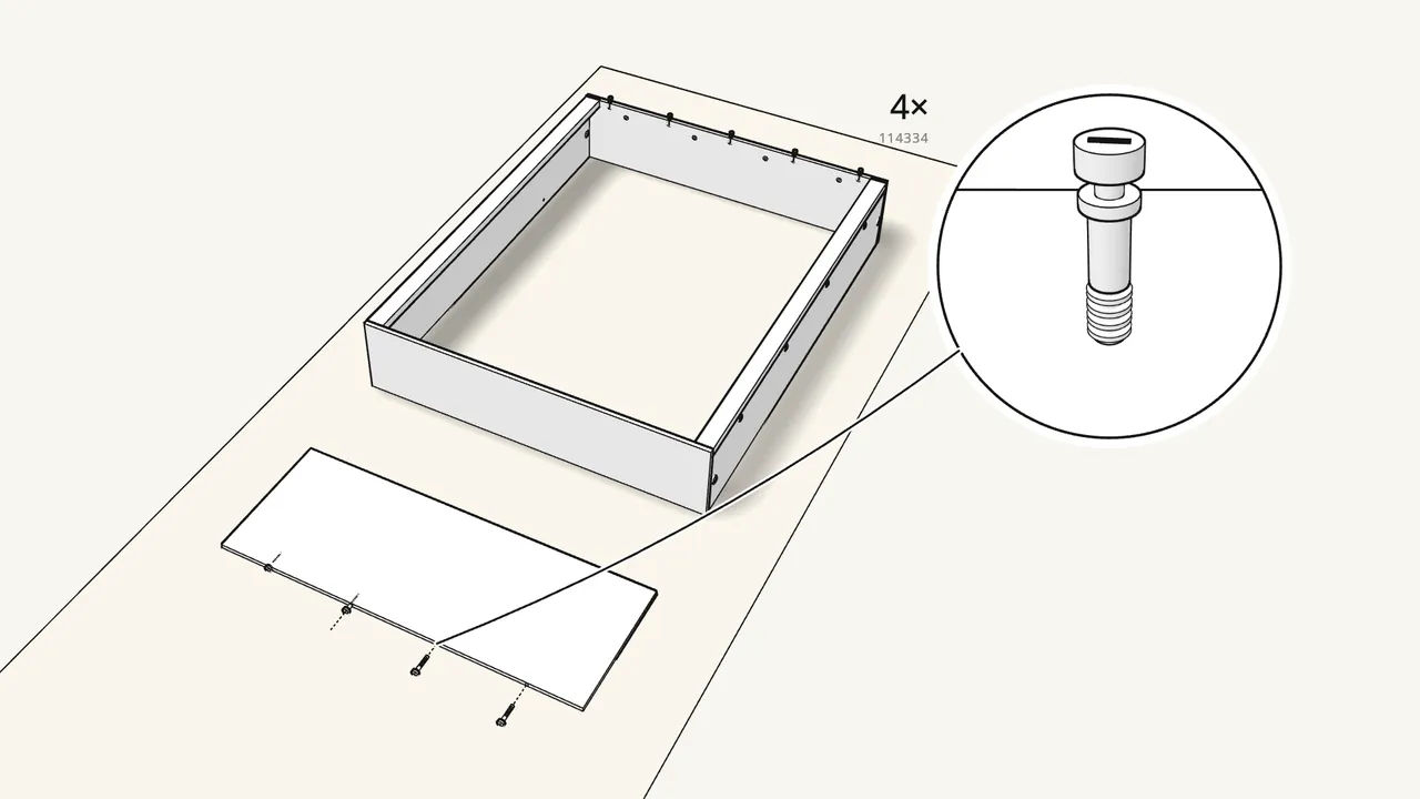 Step 7: Push 5 long dowels (101367) into the head panel; fit 4 studs (114334). — IKEA MALM assembly