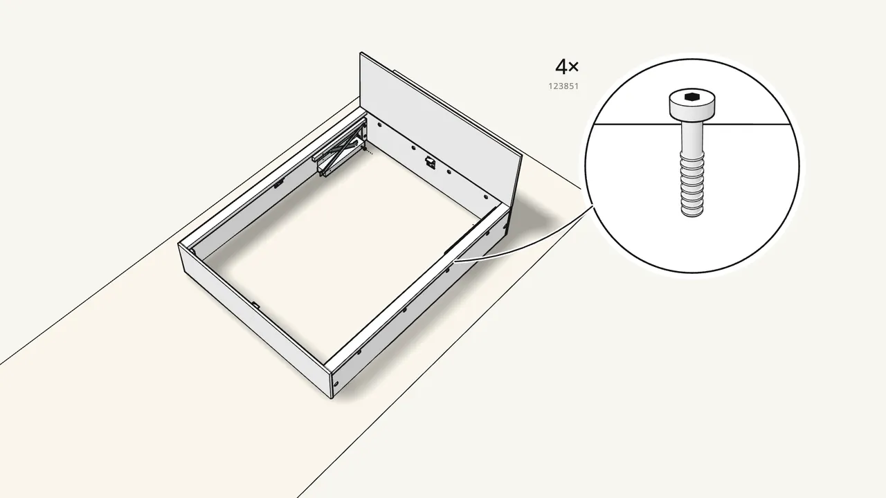 Step 13: Fit the L and R lift mechanisms to the side panels. — IKEA MALM assembly