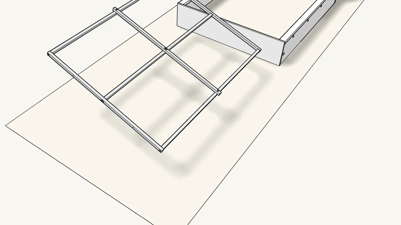 Step 16: Bolt the cross bar across the middle, then turn the frame over. — IKEA MALM assembly