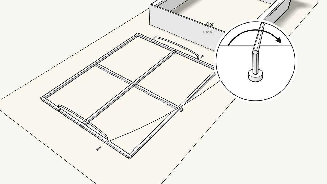Step 17: Fit the 2 U-shaped bars to the ends of the frame. — IKEA MALM assembly