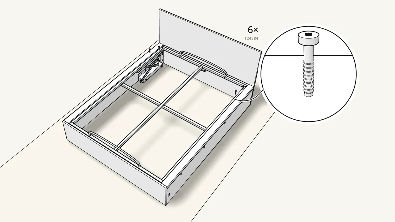 Step 18: With two people, lay the frame onto the mechanisms. — IKEA MALM assembly