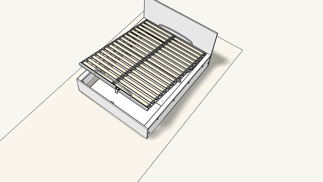 Step 24: Lift the base and lay the 3 panels in the storage space. — IKEA MALM assembly