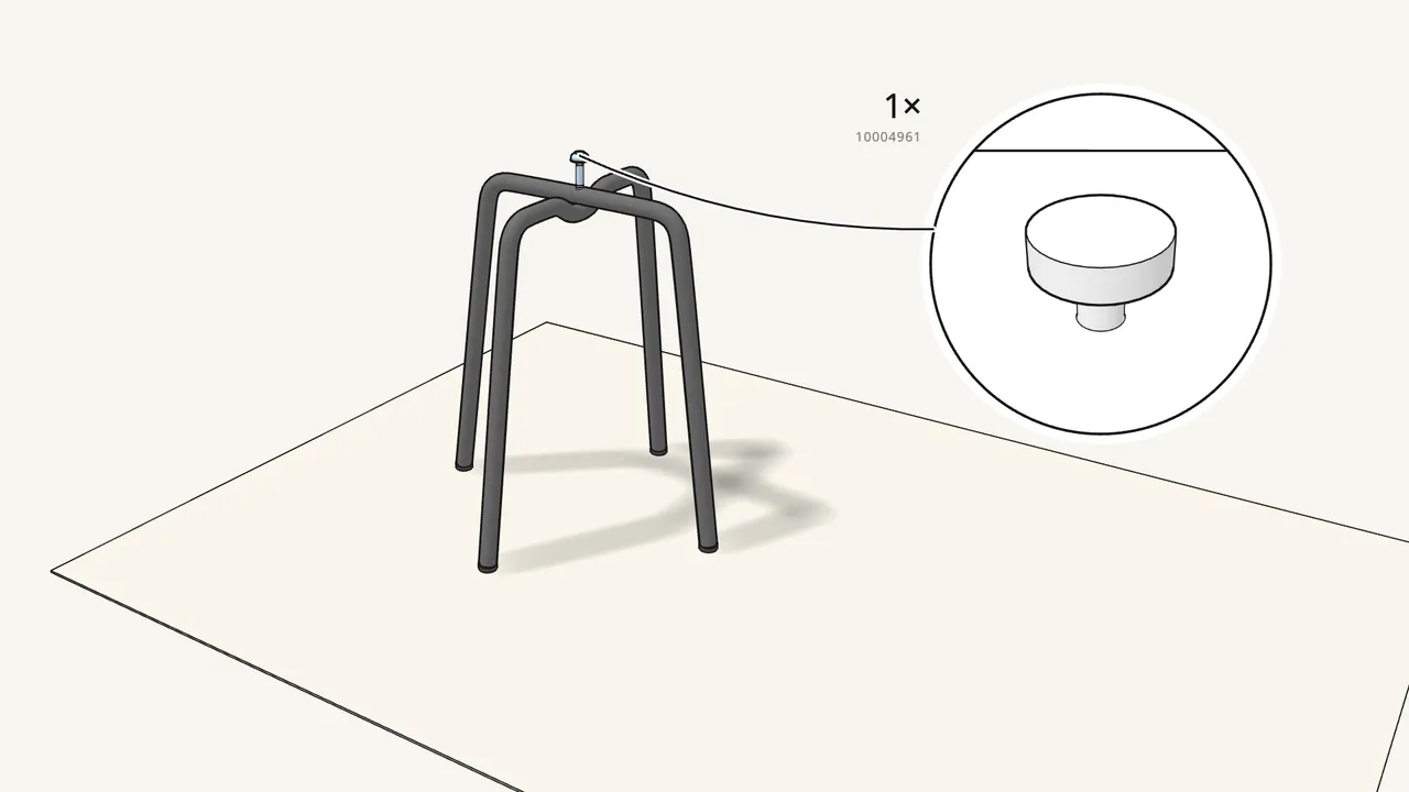 Step 1: Cross the two leg frames and push the bolt (10004961) through. — IKEA MARIUS assembly